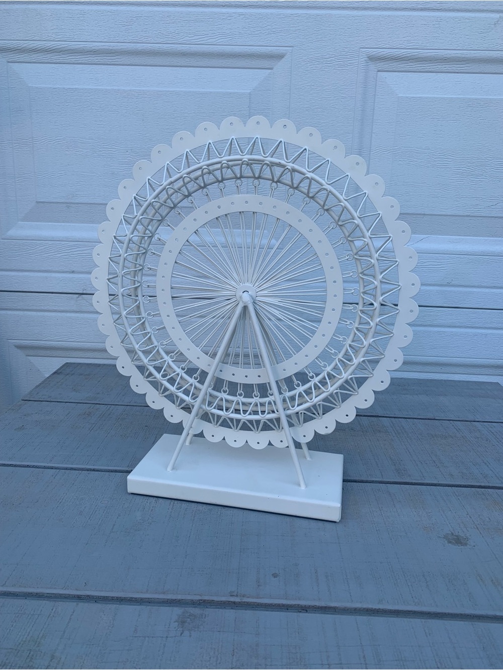 White Metal Ferris Wheel Display Earring Holder Jewelry Organizer Stand 16" Tall